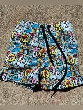 Buc-ee's Blue Tropical Kids Swim Trunks
